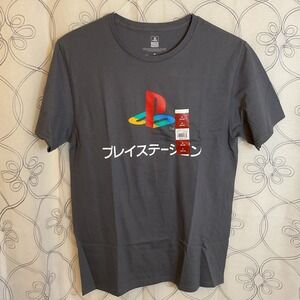 NWT PlayStation Men's Graphic Tee Short Sleeves‎ Kanji Design Gray Size Medium